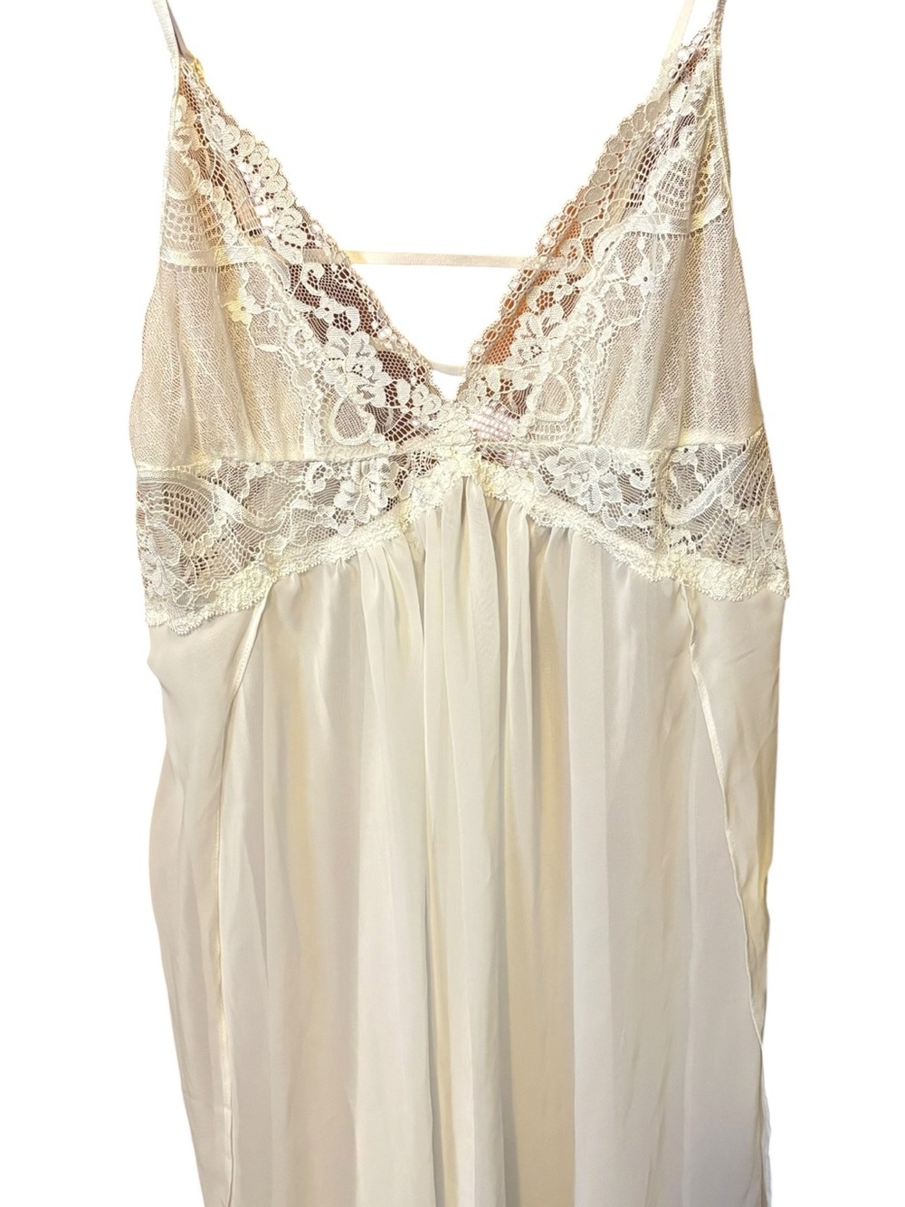 In Bloom by Jonquil White Lace Chiffon Nightgown Size Medium Bridal Romantic - Picture 6 of 10